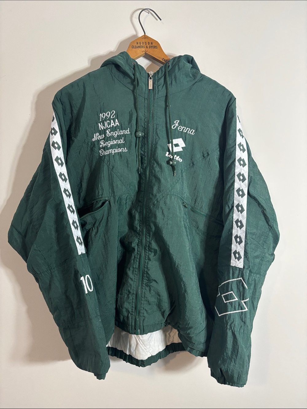 Vtg Lotto NJCAA Soccer Hooded Nylon Windbreaker Jacket Full Zip